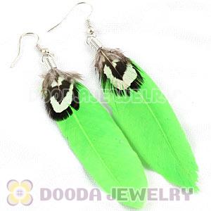 Fashion Lime Tibetan Jaderic Bohemia Styles Feather Earrings