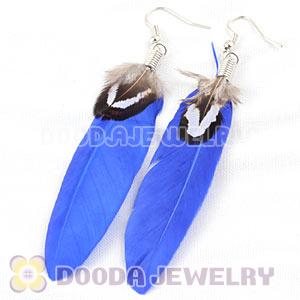 Fashion Black Tibetan Jaderic Bohemia Styles Feather Earrings