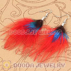 Wholesale Pink Tibetan Jaderic Bohemia Styles Shagginess Feather Earrings