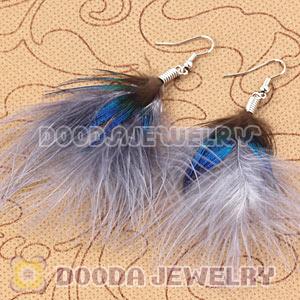 Wholesale Blue Tibetan Jaderic Bohemia Styles Shagginess Feather Earrings