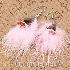 Wholesale Red Tibetan Jaderic Bohemia Styles Shagginess Feather Earrings