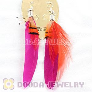 Wholesale Pink Tibetan Jaderic Indianstyles Grizzly Feather Earrings