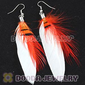 Wholesale Magenta Tibetan Jaderic Indianstyles Grizzly Feather Earrings