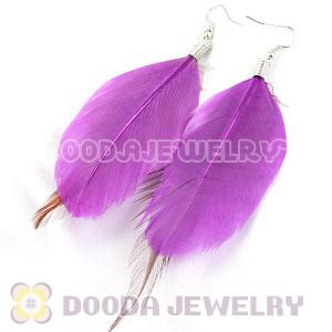 Pink Tibetan Jaderic Bohemia Grizzly Feather Earrings Wholesale