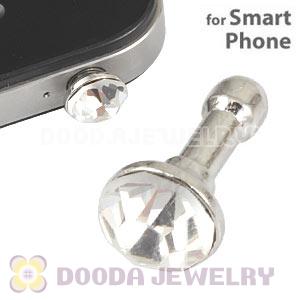 Silver Plated Alloy Anti Dust Stopper With White Crystal For Smart Phone Wholesale 