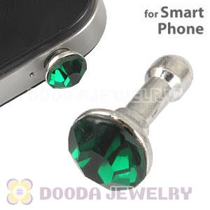 Silver Plated Alloy Anti Dust Stopper With Green Crystal For Smart Phone Wholesale 