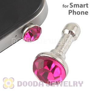 Silver Plated Alloy Anti Dust Stopper With Fushia Crystal For Smart Phone Wholesale 