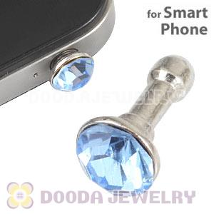 Silver Plated Alloy Anti Dust Stopper With Blue Crystal For Smart Phone Wholesale 