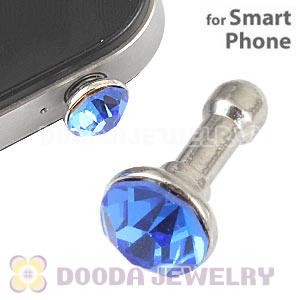 Silver Plated Alloy Anti Dust Stopper With Blue Crystal For Smart Phone Wholesale 