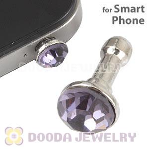Silver Plated Alloy Anti Dust Stopper With Lavender Crystal For Smart Phone Wholesale 