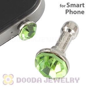 Silver Plated Alloy Anti Dust Stopper With Lime Crystal For Smart Phone Wholesale 
