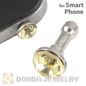 Silver Plated Alloy Anti Dust Stopper With Yellow Crystal For Smart Phone Wholesale 