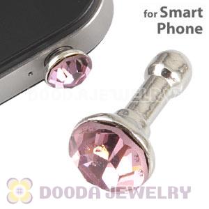 Silver Plated Alloy Anti Dust Stopper With Pink Crystal For Smart Phone Wholesale 