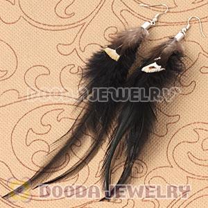 Cheap Long Grizzly Feather Earrings With Alloy Fishhook Wholesale