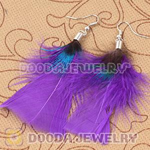 Fashion Purple Bohemian Feather Earrings With Alloy Fishhook Wholesale
