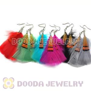 120 Pair Per Bag Mix Color Rooster Feather Earrings With Alloy Fishhook Wholesale 