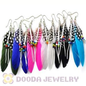 120 Pair Per Bag Mix Color Rooster Feather Bead Earrings Wholesale 