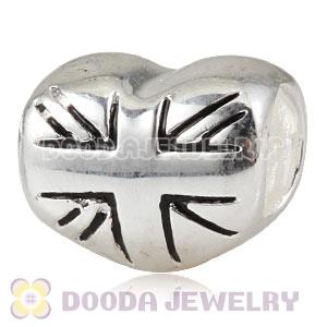 Sterling Silver Union Jack Heart Bead Fit London 2012 Olympics European Bracelet