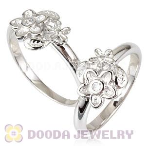 Platinum Plated Stackable He Loves Me Ring With Austrian Crystal