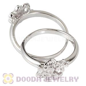 Platinum Plated Stackable He Loves Me Ring With Austrian Crystal