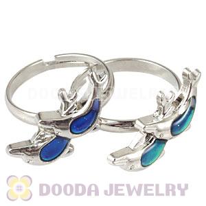 Mix Size Unisex Silver Plated Change Color Finger Ring With Dolphin