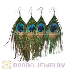 120 Pair Per Bag Multi Coloured Cheap Long Peacock Feather Earrings Wholesale 