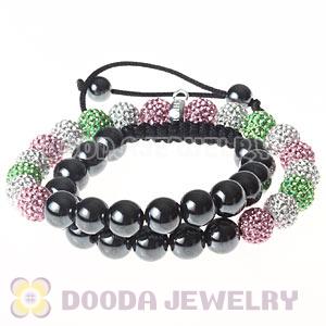 Fahion Handmade AKA Style Pink And Green Czech Crystal Necklace Wholesale