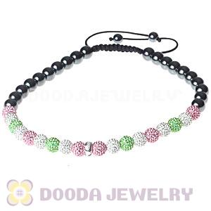 Fahion Handmade AKA Style Pink And Green Czech Crystal Necklace Wholesale