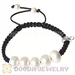 Fashion Sterling Silver Charms Macrame Bracelet Witn Freshwater Pearl