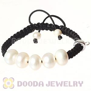 Fashion Sterling Silver Charms Macrame Bracelets Witn Freshwater Pearl