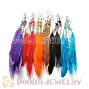 120 Pair Per Bag Multi Coloured Cheap Long Feather Earrings Wholesale 