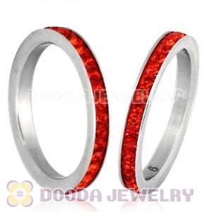 Fashion Unisex Stainless Stackable Finger Ring With Hyacinth Austrian Crystal 