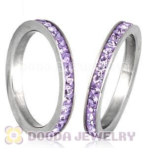 Fashion Unisex Stainless Stackable Finger Ring With Violet Austrian Crystal 
