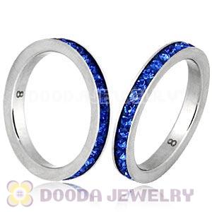 Fashion Unisex Stainless Stackable Finger Ring With Sapphire Austrian Crystal 