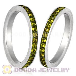 Fashion Unisex Stainless Stackable Finger Ring With Olivine Austrian Crystal 