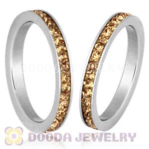 Fashion Unisex Stainless Stackable Finger Ring With Jonquil Austrian Crystal 