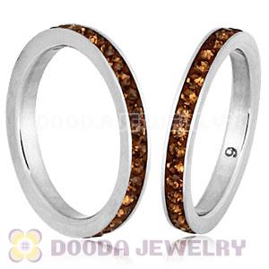 Fashion Unisex Stainless Stackable Finger Ring With Light Colorado Topaz Austrian Crystal 