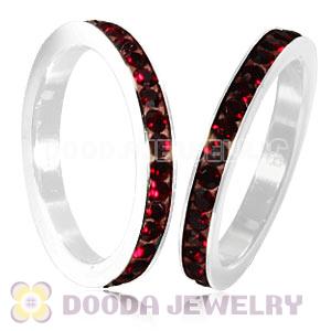 Fashion Unisex Stainless Stackable Finger Ring With Siam Austrian Crystal 