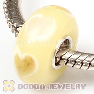 Top Class European Heart Glass Beads With 925 Sterling Silver Single Core