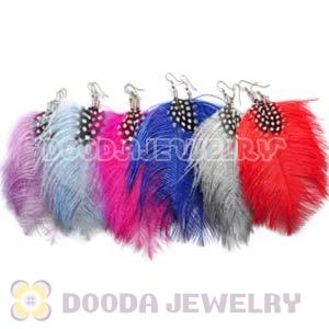 120 Pair Per Bag Multi Coloured Cheap Long Ostrich Feather Earrings Wholesale 