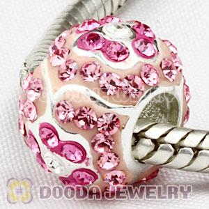 925 Sterling Silver Flower Bead With Austrian Crystal Wholesale