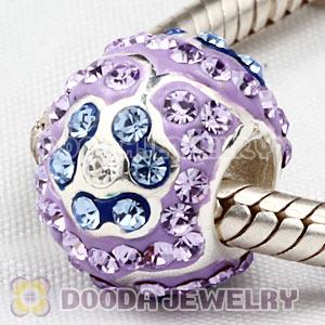 925 Sterling Silver Flower Bead With Austrian Crystal Wholesale