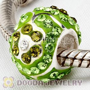 925 Sterling Silver Flower Bead With Austrian Crystal Wholesale