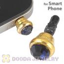 Earphone Jack Plug Accessory With Ink Blue Crystal For Smart Phone Wholesale