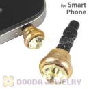 Earphone Jack Plug Accessory With Yellow Crystal For Smart Phone Wholesale