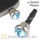 Earphone Jack Plug Accessory With Cyan Crystal For Smart Phone Wholesale