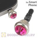 Earphone Jack Plug Accessory With Fushia Crystal For Smart Phone Wholesale