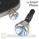 Earphone Jack Plug Accessory With Blue Crystal For Smart Phone Wholesale