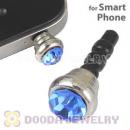 Earphone Jack Plug Accessory With Ocean Blue Crystal For Smart Phone Wholesale
