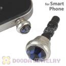 Earphone Jack Plug Accessory With Ink Blue Crystal For Smart Phone Wholesale